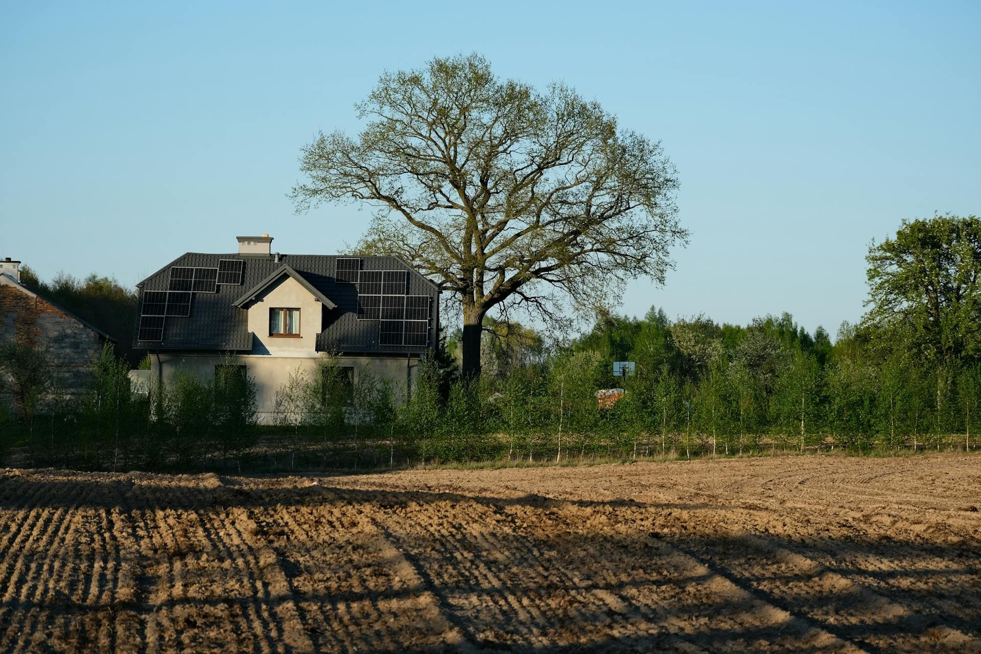 Einfamilienhaus mit großflächiger Photovoltaikanlage über das gesamte Dach